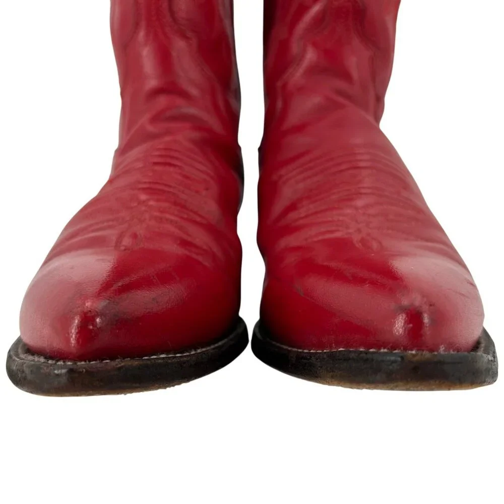 Justin Cowgirl Boots Womens size 5.5B Red Leather Cowboy Western Boots 4905 USA - Picture 10 of 14